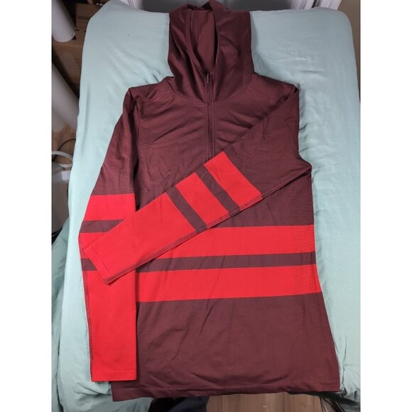 The North Face Red Stripe Secondskin SSK Seamless 1/4 Zip Hooded Pullover - Med - Picture 1 of 8